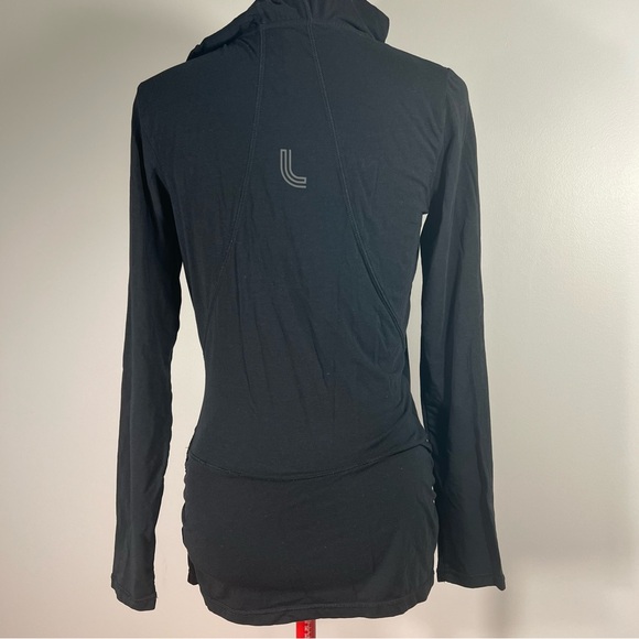 Long Sleeve Black Faux-Wrap Athletic Top - M - Picture 7 of 9